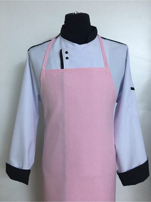 Mediterian Pembe boyundan askılı şık ve rahat mutfak restoran önlüğü, polyester materyal