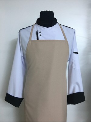 Boyudan Askılı Aşçı Mutfak Restorant Garson Yemekhane Önlüğü (Bej)