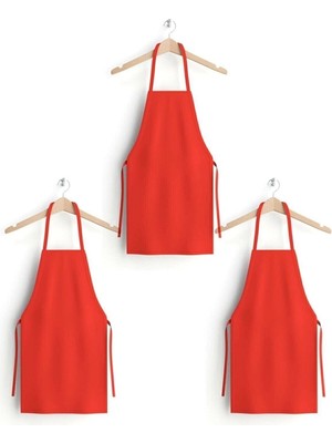 Mediterian 3’lü Kırmızı Duck Kumaş Mutfak Önlüğü Seti, şık ve kullanışlı tasarım, 70x90 cm