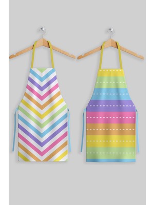 Mediterian Renkli 2'li mutfak önlük seti, şık ve kullanışlı mutfak aksesuarı, 70x50 cm