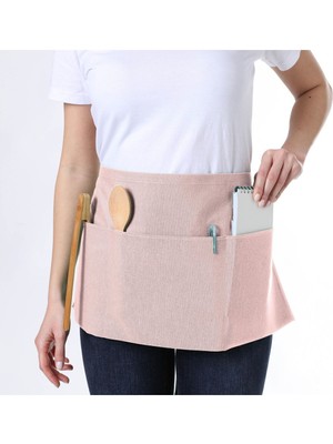 Mediterian Suya dayanıklı, geniş cepli, şık ve rahat mutfak önlüğü, 60x30, pamuk polyester, pembe