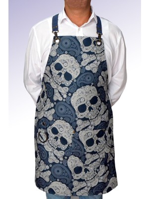 Mediterian Mavi renkli çok amaçlı şık önlük, polyester, 80x68 boyut, çeşitli alanlarda kullanıma uygun