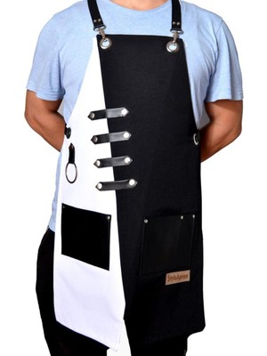 Mediterian Şık ve sade siyah beyaz çok amaçlı önlük 80x68 pamuk polyester