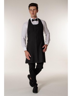 Mediterian Siyah Kafe ve Restoran Barmen Askılı Önlük, şık ve kullanışlı tasarım, 70x100 cm