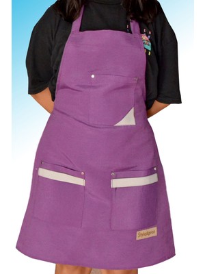 Mediterian Mor renkli çok amaçlı önlük, şık ve kullanışlı tasarım, 78x55 cm, pamuk polyester