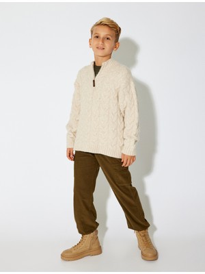 Koton Kadife Pantolon Kargo Cep Detaylı Beli Bağlamalı Pamuklu