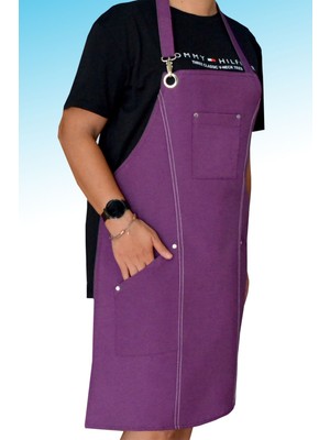 Mediterian Mor çok fonksiyonlu şık önlük, dayanıklı ve kullanışlı, 78x55 cm, pamuk polyester.