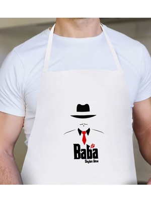 Kişiye Özel Godfather Baba Tasarımlı Beyaz Mutfak Önlüğü-17