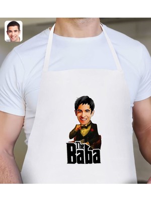 Mediterian Kişiye Özel Baba Temalı Renkli Mutfak Önlüğü, Pamuk, Şık ve Eğlenceli Tasarım