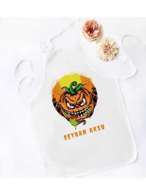 Kişiye Özel Happy Halloween Tasarımlı Beyaz Mutfak Önlüğü-5