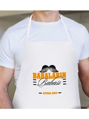 Mediterian Kişiye Özel Beyaz Mutfak Önlüğü, Renkli, Babalar Günü Hediye, Şık ve Kullanışlı