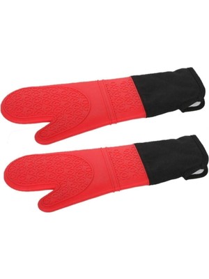 Mediterian Kırmızı Silikon Mutfak Eldiveni, Yanmaz, 41.5 cm, Güçlü ve Şık Tasarım