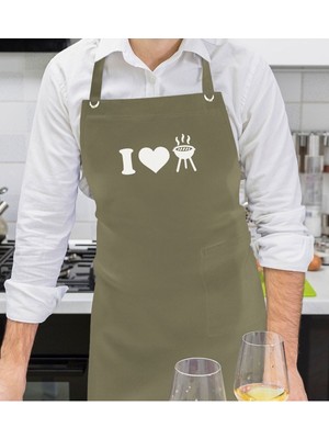 Mediterian Haki Yeşil Mutfak Önlüğü, Şık ve Kullanışlı Pamuk Polyester Tasarım