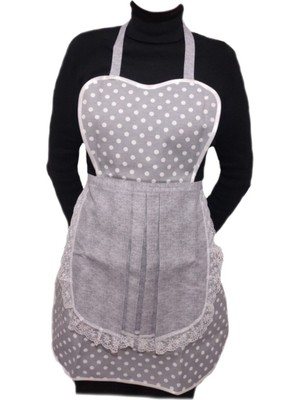 Mediterian Modern gri puantiyeli mutfak önlüğü, şık ve kullanışlı tasarım, pamuk malzeme