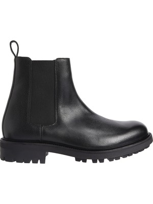 Calvin Klein Deri Siyah Erkek Bot Chelsea Boot Pb