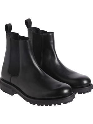 Calvin Klein Deri Siyah Erkek Bot Chelsea Boot Pb