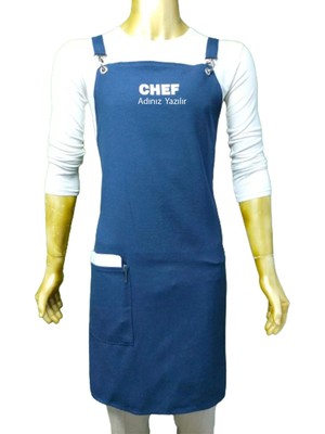 Özel Mutfak Aşçı Önlüğü / Özel Su ve Leke Tutmaz Kumaş Chef Önlüğü Lacivert