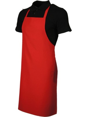 Askılı Önlük- Mutfak Garson Temizlik Önlüğü Kırmızı Unisex