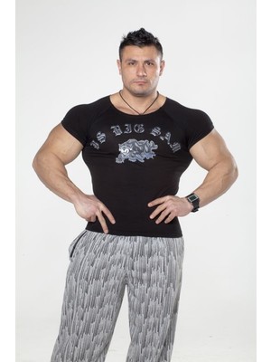Siyah Slim Fit Vücutçu Tişört Big Sam 2699