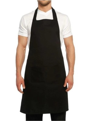 Askılı Önlük- Mutfak Garson Temizlik Önlüğü Siyah Unisex