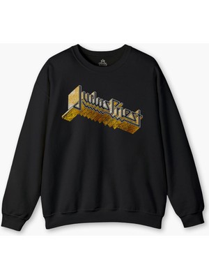 Siyah Sweat Judas Priest Heavy Metal Rock Painkiller Müzik Baskılı Sweatshirt