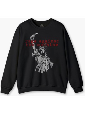 Rage Against The Machine Ratm Siyah Sweatshirt Music Rock Metal Müzik Baskılı Sweat