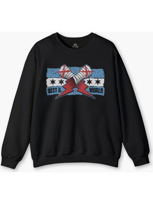 Siyah Sweat Eldiven Blue Flag cm Punk Mavi Bayrak Fitness Spor Sweet Baskılı Sweatshirt