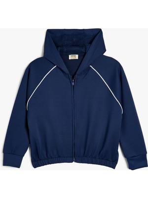 Koton Kapşonlu Fermuarlı Sweatshirt Uzun Kollu Beli Lastikli Modal Kumaş