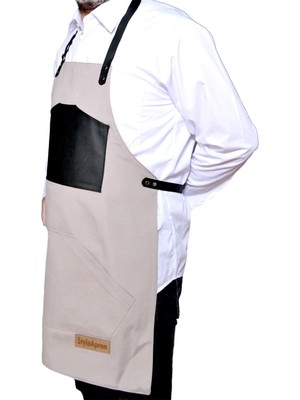 Mediterian Gri çok amaçlı pamuk polyester önlük, şık ve rahat kullanım sağlar.