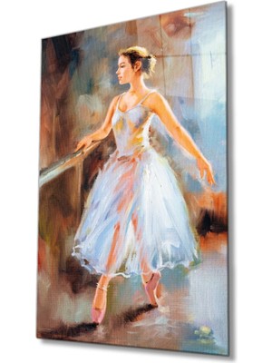 Marsilyan Teknoo- Balerin Kadın Cam Tablo, Ev ve Ofis Duvar Dekoru,  Büyük Temperli 4 mm Cam Tablo