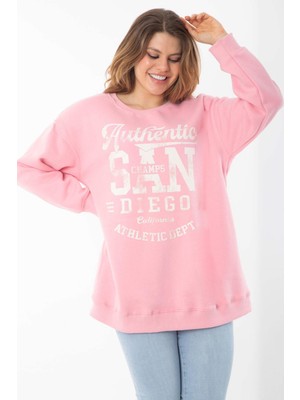 Kadın Büyük Beden Füme Içi Şardonlu Üç Iplik Kapşonlu Sweatshirt 65N37292