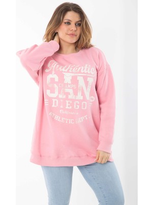 Kadın Büyük Beden Füme Içi Şardonlu Üç Iplik Kapşonlu Sweatshirt 65N37292