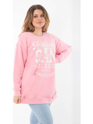 Kadın Büyük Beden Füme Içi Şardonlu Üç Iplik Kapşonlu Sweatshirt 65N37292