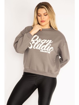 Kadın Gri 3 Iplik Içi Şardonlu Sweatshirt 65N35210