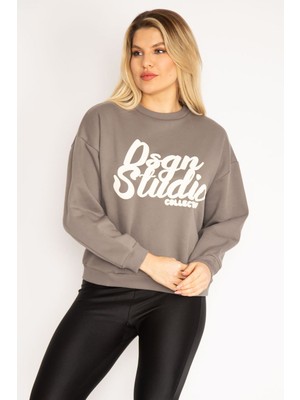 Kadın Gri 3 Iplik Içi Şardonlu Sweatshirt 65N35210