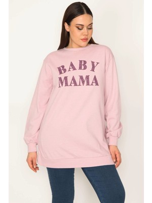 Kadın Pembe Ön Baskılı Sweatshirt 65N31336