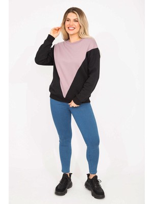 Kadın Siyah Renk Detaylı Sweatshirt 65N35306