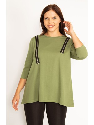 Kadın Bordo Süs Fermuarlı Sweatshirt 65N34599