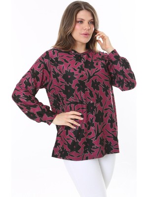 Kadın Büyük Beden Renkli Desenli Sweatshirt 65N37809