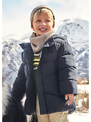 Erkek Çocuk Uzun Şişme Mont Lacivert