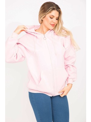 Kadın Pembe 3 Iplik Içi Şardonlu Sweatshirt 65N35310