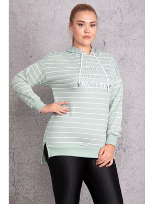 Kadın Yeşil Kapşonlu Sweatshirt 65N29702