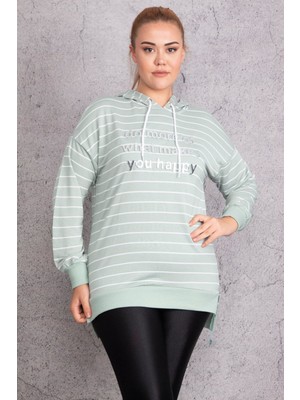 Kadın Yeşil Kapşonlu Sweatshirt 65N29702