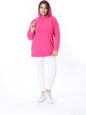 Kadın Büyük Beden Fujya 2 Iplik Kapşonlu Sweatshirt 65N38612