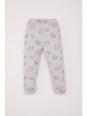 DeFacto Erkek Bebek Pijama Takımı Fitilli Kaşkorse Bisiklet Yaka Desenli Uzun Kollu Üst Beli Lastikli Uzun Alt D7148A524WN