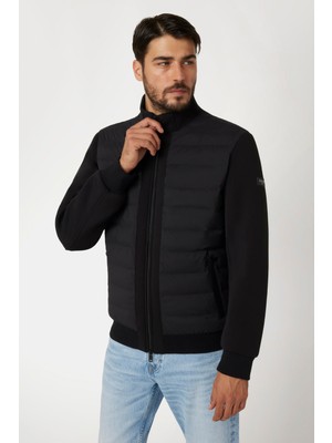 Erkek Stretch Scuba Şişme Mont - Siyah