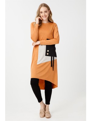 Cep Detaylı Tunik-Turuncu