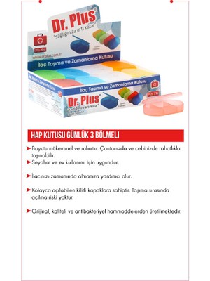 Dr Plus Mini 3'Lü Günlük Ilaç Taşıma Kutusu  (Kutu=24Adet)