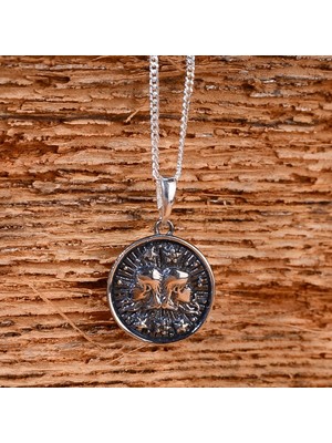 Ebrar Silver Gümüş Ikizler Burcu Kolye 925 Ayar Gümüş Ikizler Burç Unisex