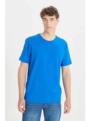 Altınyıldız Classics Erkek Saks 360 Derece Her Yöne Esneyen Slim Fit Bisiklet Yaka Tişört